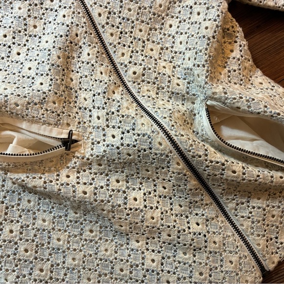 DOLAN Left Coast Collection Crochet Lace Moto Jacket XS Ivory & Blue Boho Chic - Picture 5 of 15